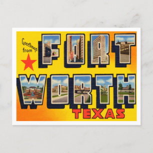Grüße von Fort Worth, Texas Vintage Travel Postkarte