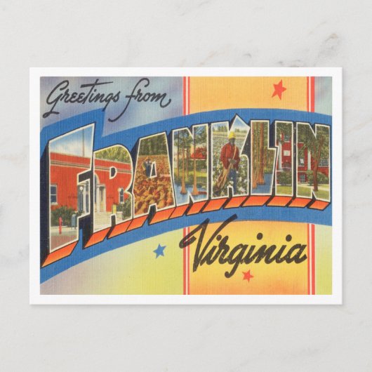 Grüße von Franklin, Virginia Vintage Travel Postkarte (Vorderseite)