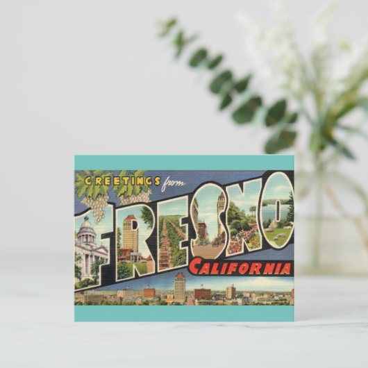 Grüße von Fresno Ca. Travel Postcard Postkarte (Stehend Vorderseite)