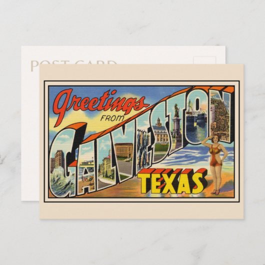 Grüße von Galveston Texas Vintag Postkarte (Vorne/Hinten)
