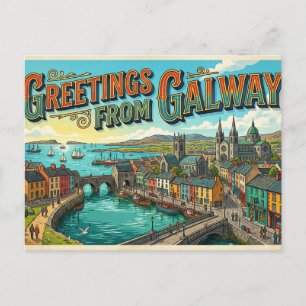Grüße von Galway Vintage-Reisepostkarte Postkarte