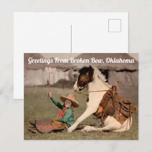 Grüße von gebrochenem Bow, Oklahoma Postkarte (Vorne/Hinten)