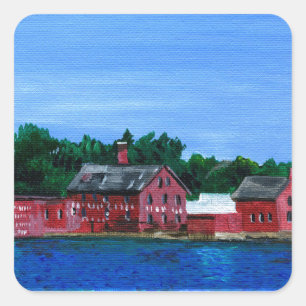 Grüße von Gloucester, MA Quadratischer Aufkleber