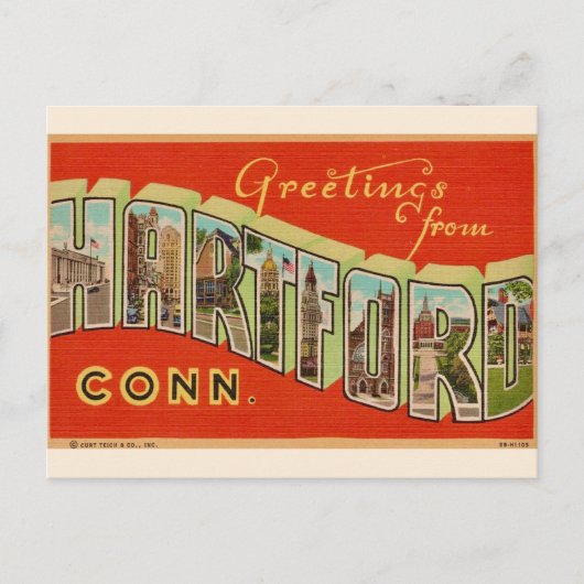 Grüße von Hartford Postcard Postkarte (Vorderseite)