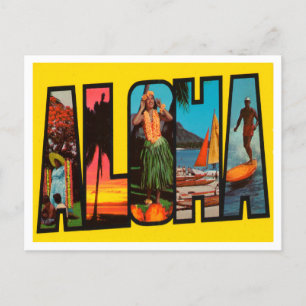Grüße von Hawaii, Aloha Vintage Travel Postkarte