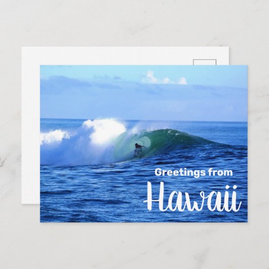 Grüße von Hawaii Surfer Postcard Postkarte (Vorne/Hinten)