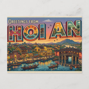 Grüße von Hoi An Vintage-Reisepostkarte Postkarte