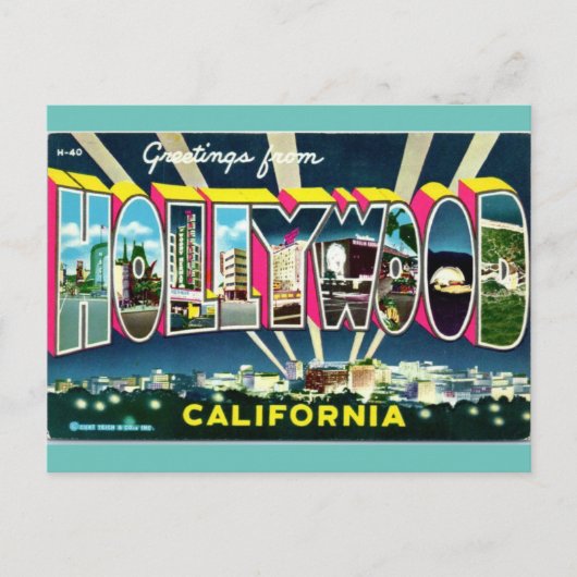 Grüße von Hollywood California Travel Postkarte (Vorderseite)