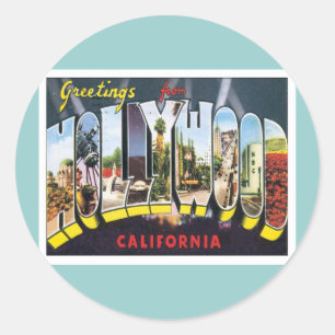 Grüße von Hollywood Kalifornien Runder Aufkleber