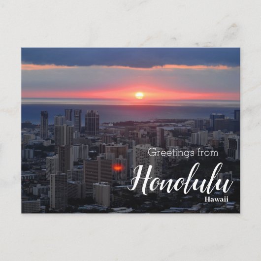 Grüße von Honolulu Hawaii Sunset Postcard Postkarte (Vorderseite)