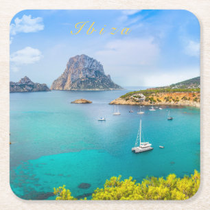 Grüße von Ibiza Rechteckiger Pappuntersetzer