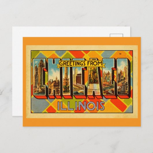 Grüße von Illinois Postkarte (Vorne/Hinten)