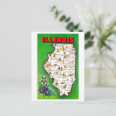 Grüße von Illinois Vintag Map Postkarte (Stehend Vorderseite)