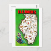 Grüße von Illinois Vintag Map Postkarte (Vorne/Hinten)