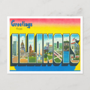 Grüße von Illinois Vintage Travel Postkarte