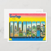 Grüße von Illinois Vintage Travel Postkarte (Vorne/Hinten)