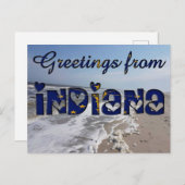 Grüße von Indiana State Flag Hearts USA Postkarte (Vorne/Hinten)