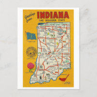 Grüße von Indiana Vintag Map Postcard