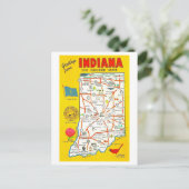 Grüße von Indiana Vintag Map Postcard Postkarte (Stehend Vorderseite)