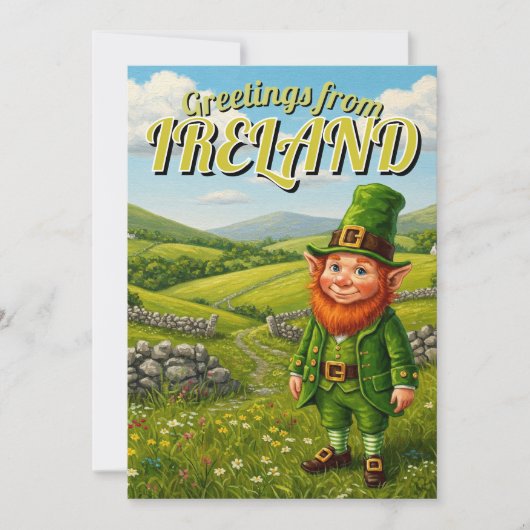 Grüße von Irland Leprechaun Feiertagskarte (Vorderseite)