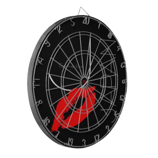 Grüße von Japan Red Lipstick Kiss Black Dartscheibe (Vorderseite Links)