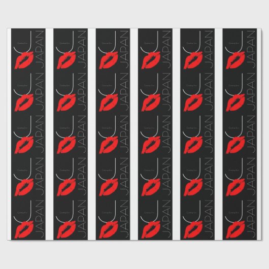 Grüße von Japan Red Lipstick Kiss Black Geschenkpapier (Flach)