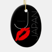 Grüße von Japan Red Lipstick Kiss Black Keramik Ornament (Hinten)