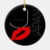 Grüße von Japan Red Lipstick Kiss Black Keramik Ornament (Hinten)