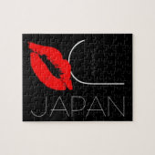 Grüße von Japan Red Lipstick Kiss Black Puzzle (Horizontal)