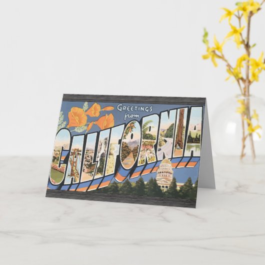 Grüße von Kalifornien, Vintag Karte (Gelbe Blume)