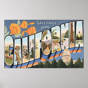 Grüße von Kalifornien, Vintag Poster
