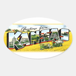Grüße von Kansas Ovaler Aufkleber