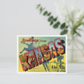Grüße von Kansas Vintage Travel Postkarte (Stehend Vorderseite)