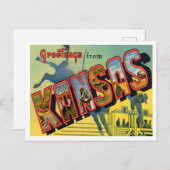 Grüße von Kansas Vintage Travel Postkarte (Vorne/Hinten)
