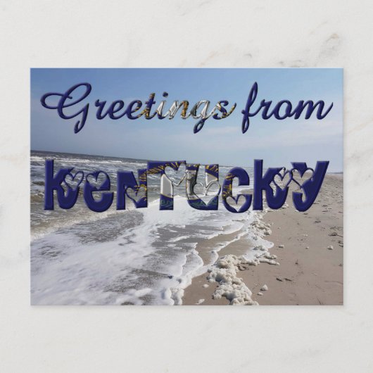 Grüße von Kentucky State Flag Hearts USA Postkarte (Vorderseite)