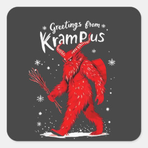 Grüße von Krampus Weihnachten Quadratischer Aufkleber