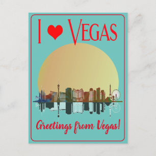 Grüße von Las Vegas Skyline Sunrise Souvenir Feiertagspostkarte