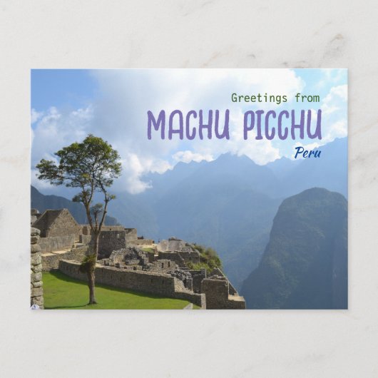 Grüße von Mach PIcchu Peru Landschaftliche Postkar Postkarte (Vorderseite)