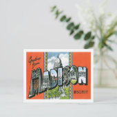 Grüße von Madison Wisconsin in US-Stadt Postkarte (Stehend Vorderseite)