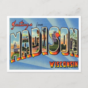Grüße von Madison, Wisconsin Vintage Travel Postkarte