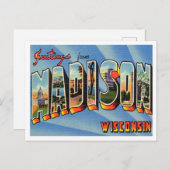 Grüße von Madison, Wisconsin Vintage Travel Postkarte (Vorne/Hinten)