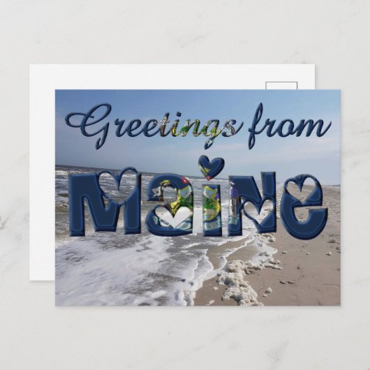 Grüße von Maine State Flag Hearts USA Postkarte (Vorne/Hinten)