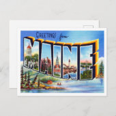 Grüße von Maine Vintage Travel Postkarte (Vorne/Hinten)