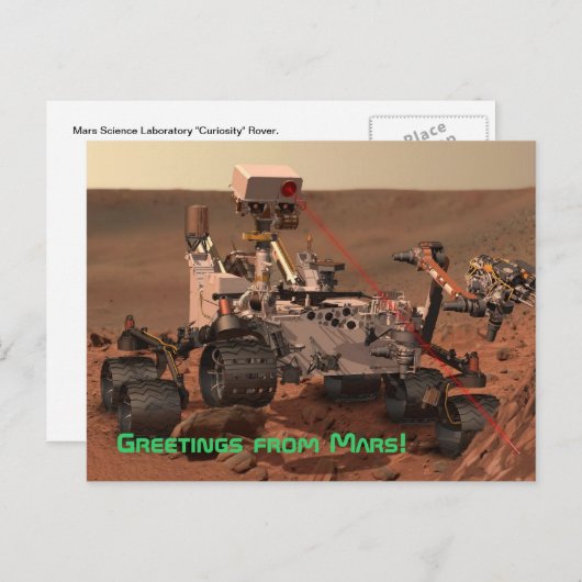 Grüße von Mars! Mars Neugier Rover Postkarte (Vorne/Hinten)