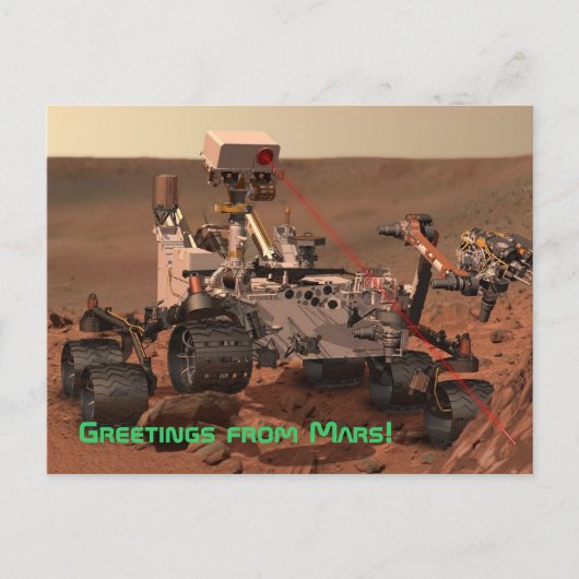 Grüße von Mars! Mars Neugier Rover Postkarte (Vorderseite)