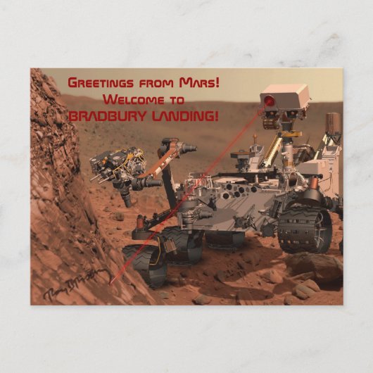 Grüße von Mars! Willkommen bei BRADBURY LANDING! Postkarte (Vorderseite)