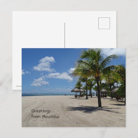 Grüße von Mauritius Postkarte (Vorne/Hinten)