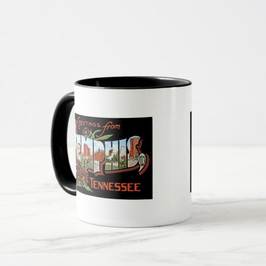 Grüße von Memphis, Tennessee! Retro Postkarte Tasse (Vorderseite Links)