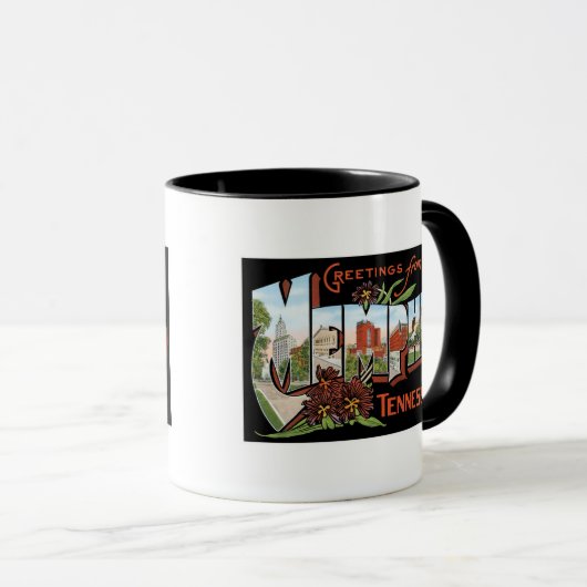 Grüße von Memphis, Tennessee! Retro Postkarte Tasse (VorderseiteRechts)