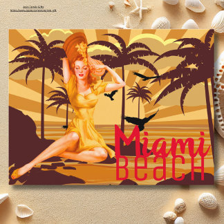 Grüße von Miami Beach schöne Vintage Postkarte